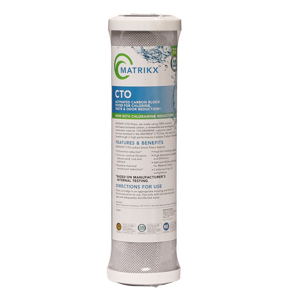 Matrikx Filtro Acqua Carbon Block CTO PLUS 2.5x10 Pollici – Riduce PFAS, COV, Cloro E Cloramina